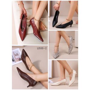 Escarpins fermés classiques à petit talon en simili cuir taille 36-41