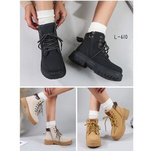 Bottines sur semelle crantée à lacets et fermeture éclair latérale taille 36-41