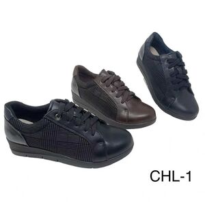 Mocassins talon compensé à lacets avec un motif en carreaux