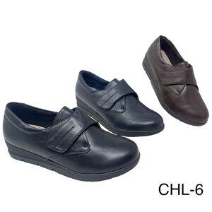 Mocassins à talon compensé avec une bride velcro pour femme