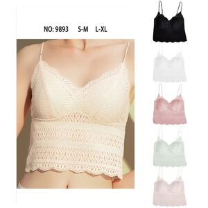 Débardeur tendance décolleté en V festonné en dentelle géométrique