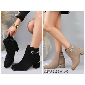 Bottines en suédine à zip et bride décorative strassée grande taille 41 à 44