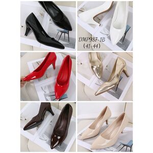 Escarpins vernis brillants à bout pointu et petit talon grande taille 41 à 44