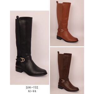 Bottes à avant simili avec dos stretch et bride à boucle dorée grande taille 41 à 44