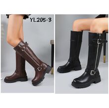 Bottes hautes style biker à 2 boucles décoratives et zips double taille 36 à 41