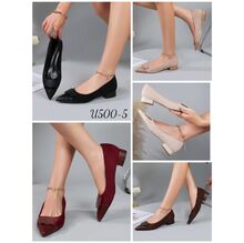 Ballerines bi-matière chic à bout pointu et ornement carré taille 36 à 41