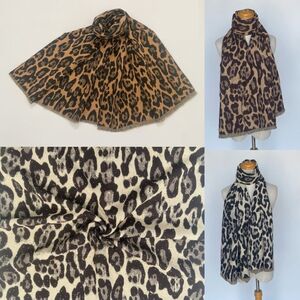 Écharpe en viscose laine à motif léopard intégral avec strass