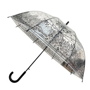 Parapluie transparent paré par un motif cachemire noir raffiné