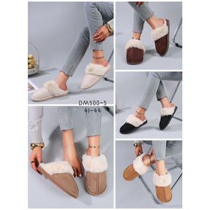 Pantoufles imitation daim bordées de fausse fourrure grande taille 41-44