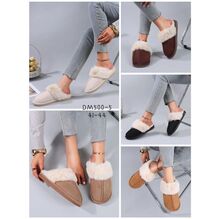 Pantoufles imitation daim bordées de fausse fourrure grande taille 41-44