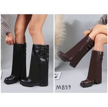 Bottes montantes de style motard à 3 boucles décors taille 36-41