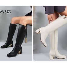 Bottes en simili-cuir à détail métallique triangulaire doré taille 36-41