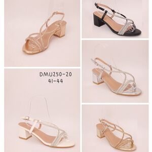 Sandales à talon carré parées par des brides scintillantes grande taille 41-44