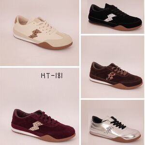 Baskets basses en suédine avec lacets et bande éclair motif animal taille 36-41