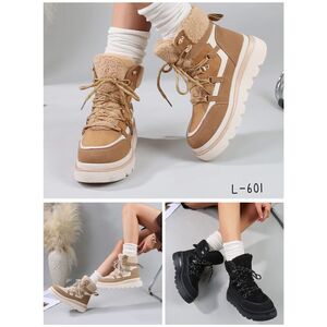 Bottines montantes fourrées en suédine de style randonnée taille 36-41