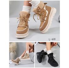 Bottines montantes fourrées en suédine de style randonnée taille 36-41