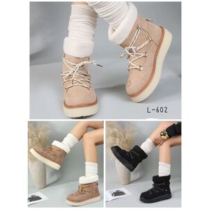 Bottines fourrées en suédine et bordure de fausse fourrure taille 36-41