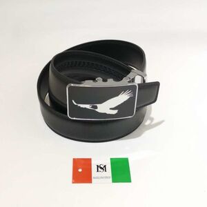 Ceinture automatique en cuir de vachette à boucle aigle