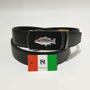 Ceinture automatique en cuir de vachette à boucle carpe