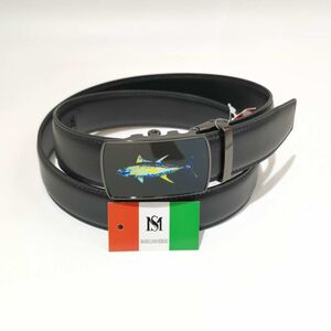 Ceinture automatique en cuir de vachette à boucle poisson coloré