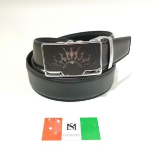 Ceinture automatique en cuir de vachette à boucle motif mystérieux