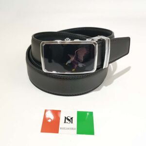 Ceinture automatique en cuir de vachette à boucle ornée d’un aigle