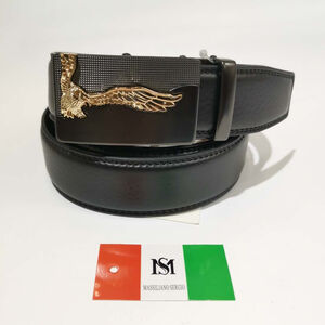 Ceinture automatique en cuir de vachette à boucle avec aigle doré