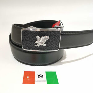 Ceinture automatique en cuir de vachette à boucle décor aigle