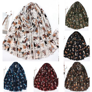 Écharpe automne à motif de chats multicolores - 3 pièces