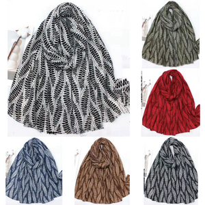 Écharpe automne à imprimée à feuilles avec dorure - 3 pièces