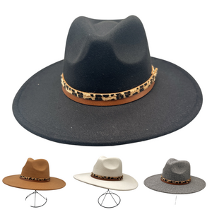 Chapeau fedora uni avec bandeau à motif animalier de léopard