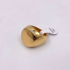 Bague chevalière homme en acier inoxydable doré forme arrondie