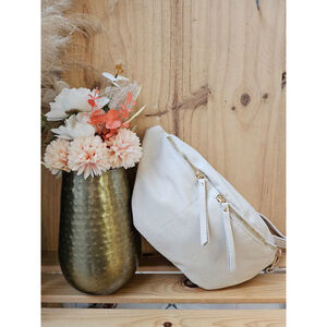 Sac banane uni en simili cuir à double fermeture glissière