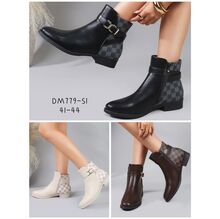 Bottines motif à carreaux et fermeture éclair et boucle grande taille 41-44