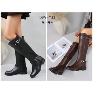 Bottes bimatière en simili cuir à l'avant et arrière en élastique grande taille 41-44