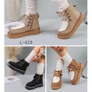 Bottines fourrées en suédine à lacets sur semelle épaisse taille 36-41