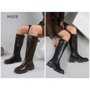 Bottes hautes avec lanières à boucles et semelle crantée taille 36-41