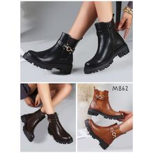 Bottines chealsea à semelle crantée avec bride et chaîne dorée taille 36-41