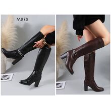 Bottes hautes classiques à talon épais et fermeture éclair latérale taille 36-41