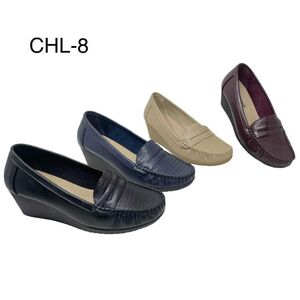 Mocassins femmes avec un motif façon croco à talon compensé 5 cm, taille 36 à 41