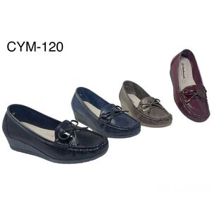 Mocassins à talon compensé texturés en peau de serpent avec un nœud décoratif taille 36 à 41