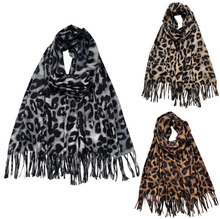 Foulard doux et chaud avec imprimé léopard à franges - 12 pièces