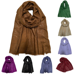 Foulard uni doux parsemé avec des paillettes dorées - 12 pièces