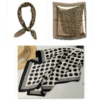 Petit foulard carré imprimé en motif à pois au toucher de soie - 3 pièces