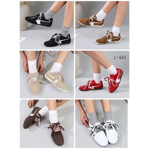 Baskets basses en suède avec des surpiqûres contrastantes taille 36-41