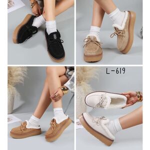 Mules sur un plateforme en suédine à lacets et fausse fourrure taille 36-41