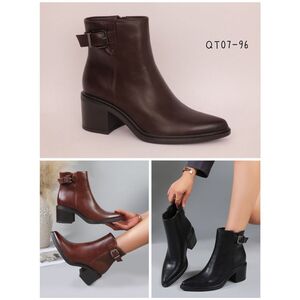 Bottines mode en simili avec talon bloc et bride décorative taille 36-41