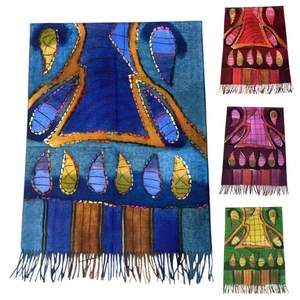 Écharpe double face à motif abstrait dans de belles couleurs