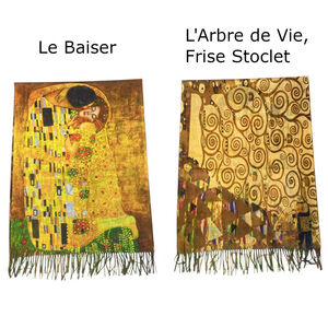 Écharpe réversible Gustave Klimt "Le Baiser" & "L'Arbre de Vie"