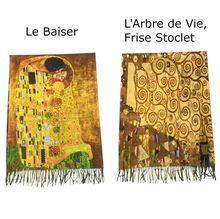Écharpe réversible Gustave Klimt "Le Baiser" & "L'Arbre de Vie"